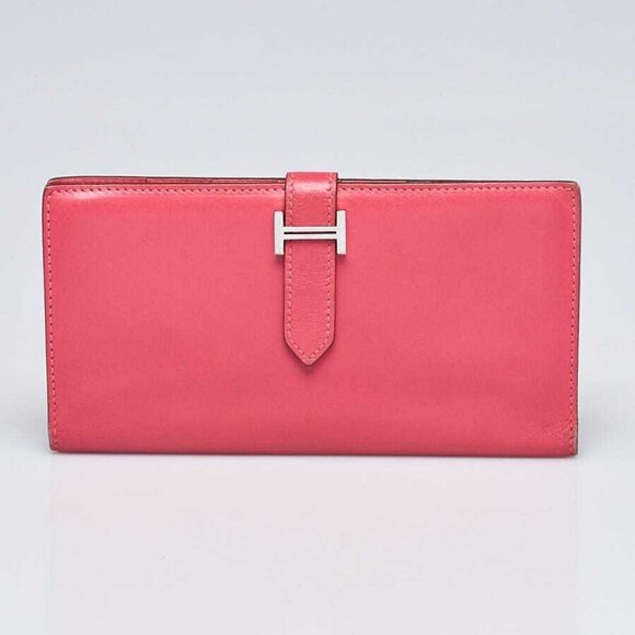 Hermes Handbags - Hermes Rose Jaipur Epsom Leather Palladium Plated Bearn Wallet